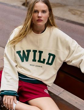 Sweat Col Rond Imprimé Xs Blanc Cassé