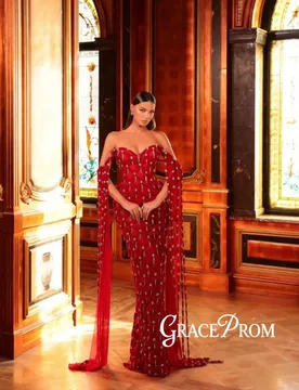 Chic Exquisite Beaded Long Evening Dress With Cape Sleeve Elegant Wedding Party Gown Customized Sweetheart Neck Banquet Dresses - Aliexpress - FashionsVida