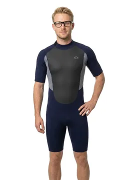 Shorty à Manches Courtes Avec Fermeture éclair Dans Le Dos Storm 2.8 2 Mm Navy / Grey Marl S - Typhoon - FashionsVida