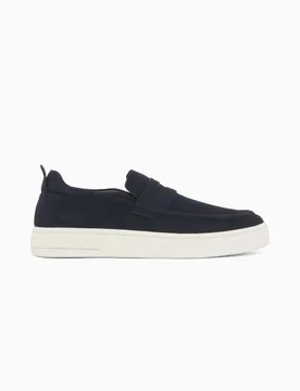 Mocassino Exchange blu in pelle scamosciata - Armani - FashionsVida