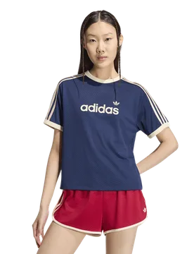 Lineaer Mesh T-shirt Women T-Shirts - Blue - Size S (8-10) - Poly Mesh - Blue - Size: Small - Adidas - FashionsVida