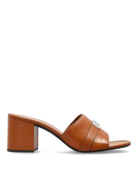 Sabot con tacco Leelee in pelle marrone