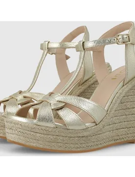 Sandalias de plataforma de mujer en piel metalizada - Lodi - FashionsVida
