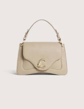 Borsa C-ME Small a mano beige in pelle martellata con manici removibili - Coccinelle - FashionsVida