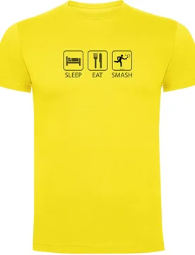 Sleep Eat And Smash Short Sleeve T-shirt Yellow 2XL - Kruskis - FashionsVida