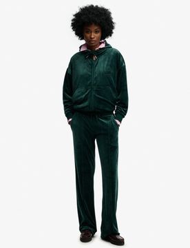 Superdry Damen Country Club Velour Jogginghose Green - Größe: 38