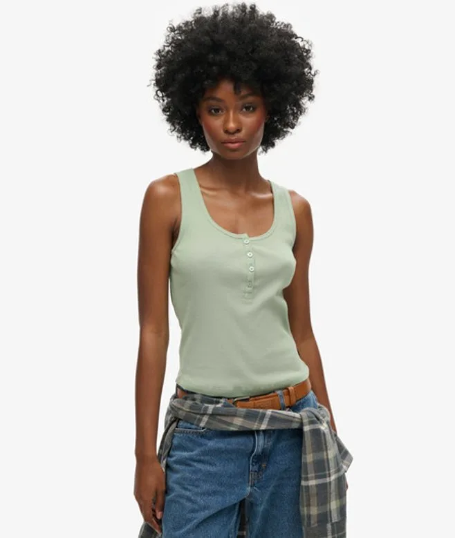 Superdry Damen Athletic Essentials Button-down-tanktop Grün - Größe: 6-8 - 26.99 - FashionsVida