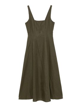 Twinset Vestito Midi In Lino Verde