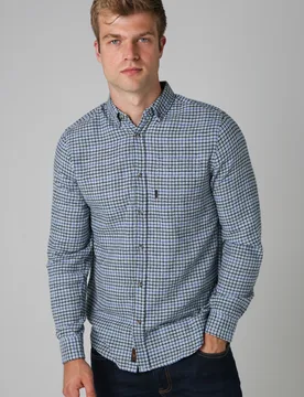 Mens Blue Cotton Printed Long Sleeve Shirt - Size Small - Tokyo Laundry - FashionsVida