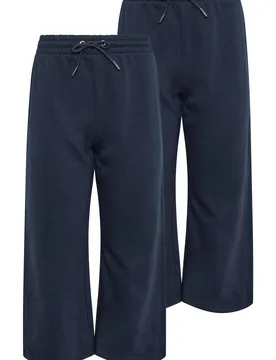 Petite 2 Pack Wide Leg Joggers Pants - Dark Navy - Size: 12 - M&Co - FashionsVida