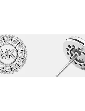 Pendientes de botón de mujer con el logotipo de de plata de ley chapada en rodio con cristales - Michael Kors - FashionsVida
