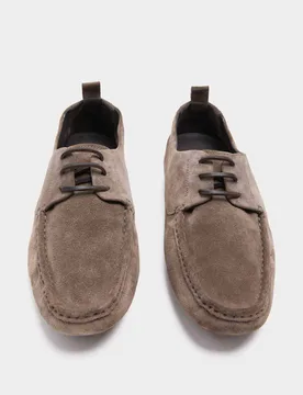 Suede Lace Up Driver Loafers Taupe male - Autograph - FashionsVida