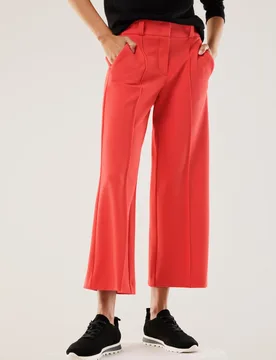 Strukturjersey Culotte, Regular Fit#normale Größen#Kurzgrößen, Farbe Rot, 44, weicher Jersey bequem und elegant Damen - Walbusch - FashionsVida