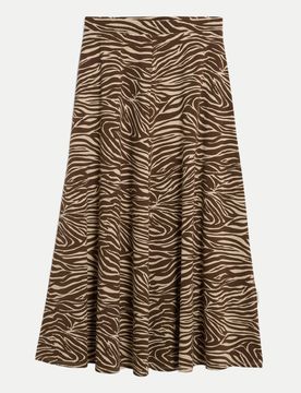 Midi-Rock ILENIAA LARAA mit Zebra Print Braun M
