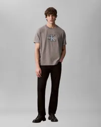 T-shirt Jeans grigia in cotone con ricamo logo monogramma
