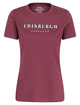 Edinburgh Womens Relaxed Short-Sleeved T-Shirt - Burgundy - Burgundy - Size: 10 - Mountain Warehouse - FashionsVida