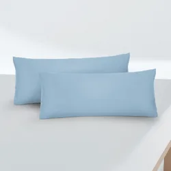 Feinjersey-Kopfkissenbezug Doppelpack eisblau, 2x 40x80 cm