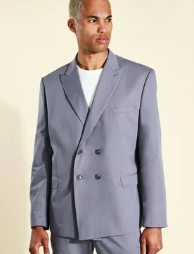 Herren Oversized Doppelreihiger Anzugblazer Slate Größe 38 - boohooMAN - FashionsVida