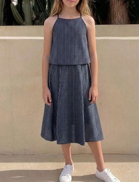 Ropa de otoño para niños Nueva llegada Conjunto de 2 piezas para niñas preadolescentes Chaleco holgado Camiseta de tirantes de verano Camiseta de m