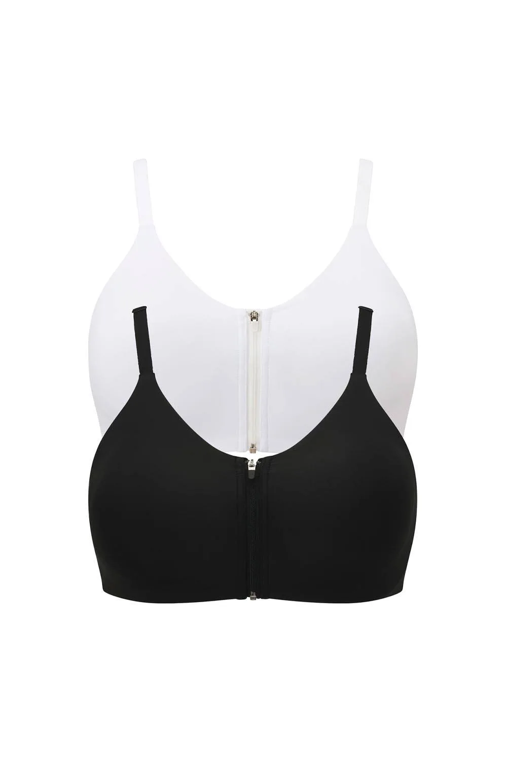Women's 2 Pack Abby Zip Front Comfort Bras Size: 36DD - Multicolor - Size: 36DD - Cotton Traders - FashionsVida