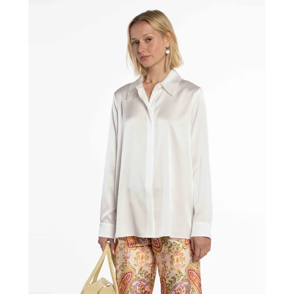 Camisa de mujer de satén con stretch - Naulover - FashionsVida