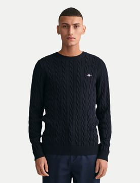 Pullover mit Zopfmuster Blau XL