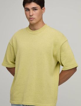 Herren Übergroßes Strick-Oberteil Aus Baumwollmischung Green Größe XL