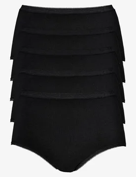 Pack Cotton Full Briefs - Black - Size: 22 - Cotton Traders - FashionsVida