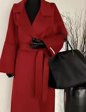 New Year Robe Christmas Red Cashmere Coat Women Wool High-end Lace-up Long Woolen Coat - Aliexpress - FashionsVida