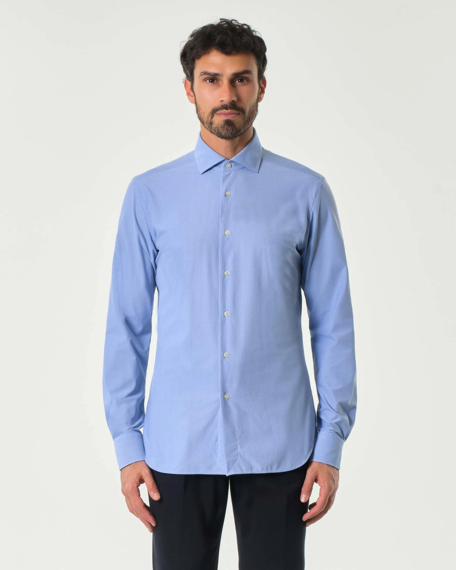 Camicia celeste in tessuto tecnico active tailor fit - Xacus - FashionsVida