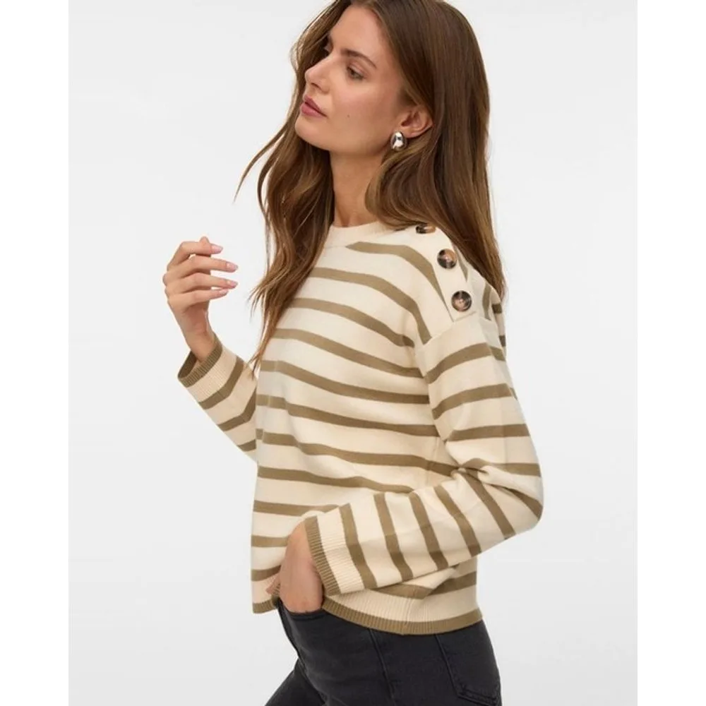 Jersey manga larga de mujer con botones en hombro - Vero Moda - FashionsVida
