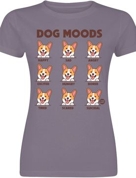 T-Shirt - Dog Moods - S bis XXL - für Damen - Größe XL - lila - Frauen - female