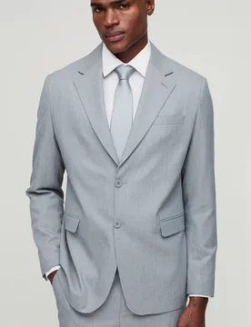 Herren Straight Fit Streifen-Textur Blazer Grey Größe 40 - boohooMAN - FashionsVida