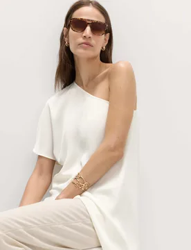 One Shoulder Asymmetric Longline Top Ivory female - M&S - FashionsVida