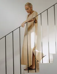 Round Neck Maxi Relaxed Kaftan Dress Yellow female