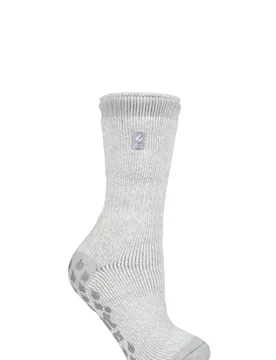 Women's 1 Pair SOCKSHOP 2.3 TOG Plain and Patterned Slipper Socks Florence Silver Grey 4-8 Ladies - Grey - Size: Small - Heat Holders - FashionsVida