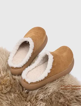 Warm Plush Faux Fur Lined Suede Mules Slippers White Round Toe Slip On Winter Casual Flats Anti-Slip Outdoor Men's Shoes - Aliexpress - FashionsVida