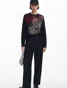 Pull en maille à vagues M. Christian Lacroix, Noir, XS