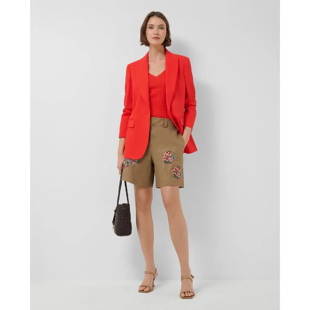 Bermuda de mujer lino con bordado floral - Roberto Verino - FashionsVida