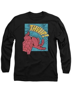 Unisex SpiderMan Thwip Panel Long Sleeve T-Shirt, Black Size: Small - Black - Size: S - Marvel - FashionsVida
