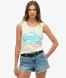 Superdry Damen Neonfarbenes Oberteil mit Vintage Logo und Rundhalsausschnitt White - Größe: 40