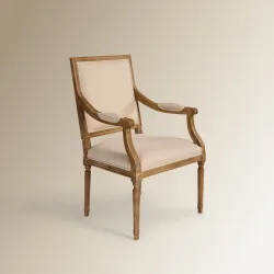 Sillón de madera de roble tapizada en lino Fulham