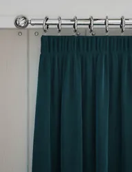 Velvet Pencil Pleat Curtains Mid Blue