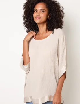 Viscose Crinkle Top With Satin Finish - ONE / STONE - female - Blue Vanilla - FashionsVida