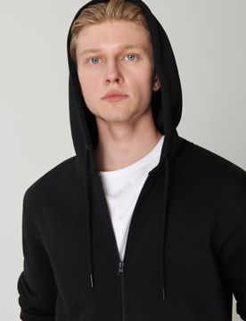 Top da jogging con zip e cappuccio - nero