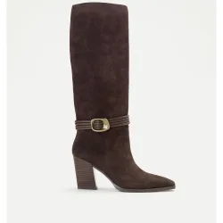 Bota tacón, campera adorno