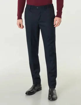Pantaloni chino blu in tessuto effetto sallia di misto viscosa con elastico inserito nel retro - Paul Baker - FashionsVida