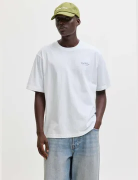 Pure Cotton T-Shirt White male - Jack & jones - FashionsVida