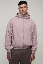 Mens Tall Oversized Boxy Check Hooded Toggle Cagoule - Pink - Size Medium