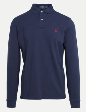 Polo Langarm-Poloshirt Blau XL